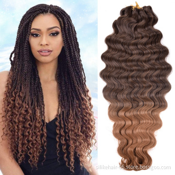 28inches Water Wave Ombre Braids Hair Synthetic Hair Extensions Wholesale Body Wave Crochet Braiding Hair Pre Feathered Hybrid